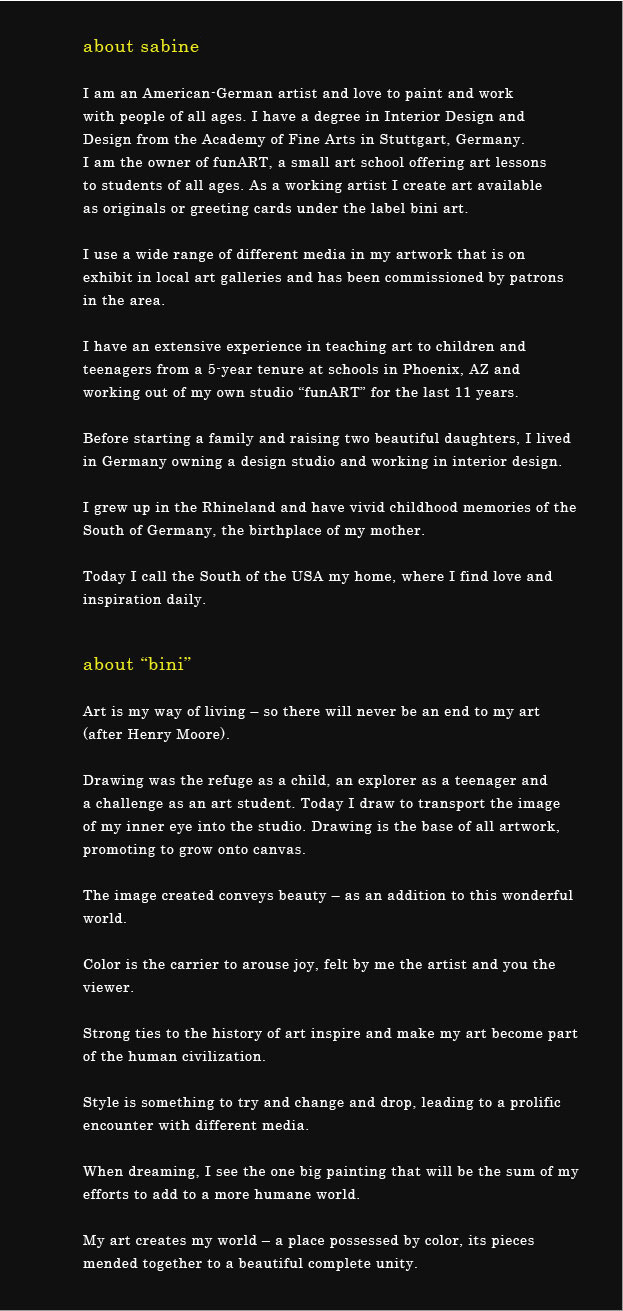 about sabine luz and bini art